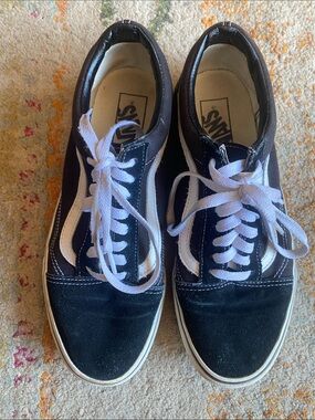 Vans Black and White Low-Top Skate Sneakers